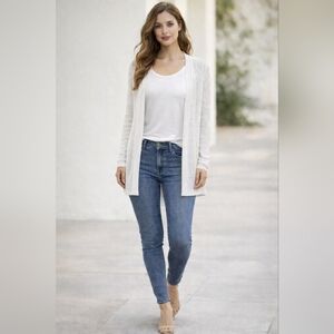 TanJay Women's Cream Open-Front Cardigan